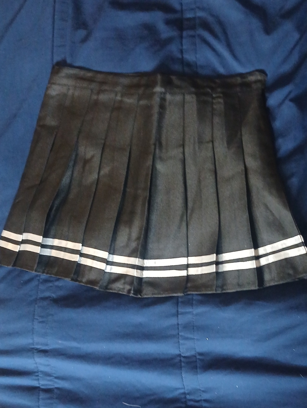 Black Pleated Mini Skort with Silver Stripe Detail Size XL